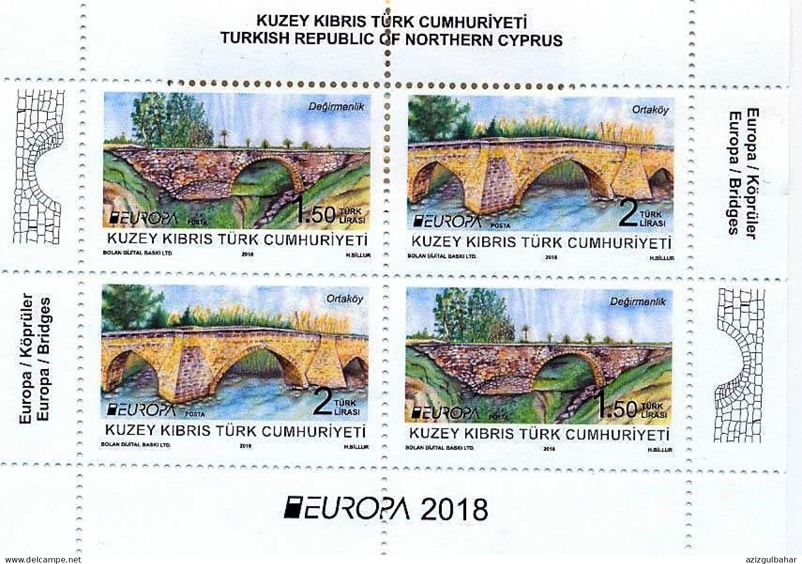 2018 - EUROPA - BRIDGES - TURKISH CYPRIOT STAMPS - BLOCKS  - 18TH MAY 2018 - 2018