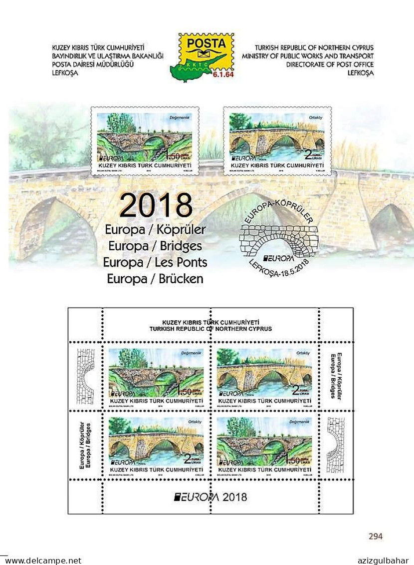 2018 - EUROPA - BRIDGES - TURKISH CYPRIOT STAMPS - BLOCKS  - 18TH MAY 2018 - 2018