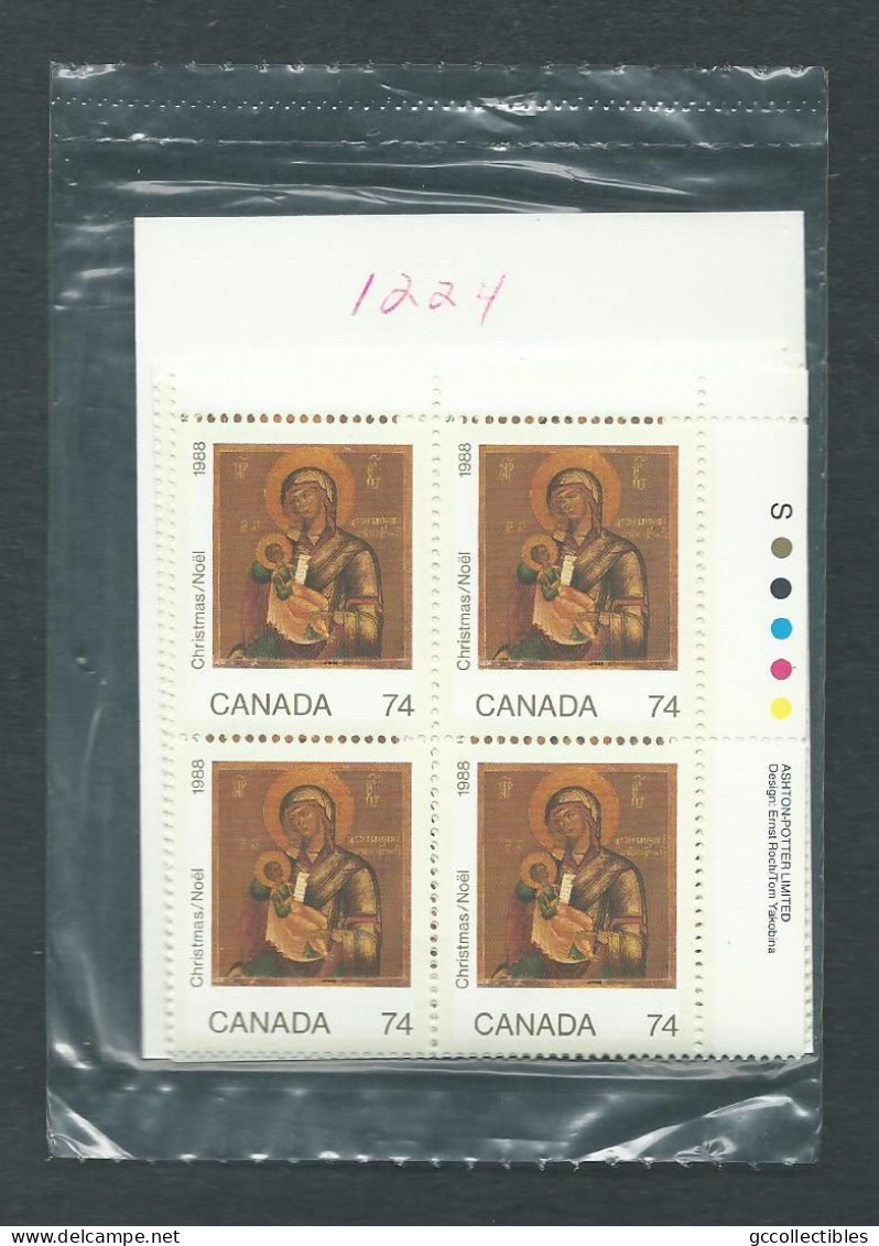 Canada # 1224 Match Set Sealed MNH - Christmas 1988 / Icons - Blocks & Sheetlets