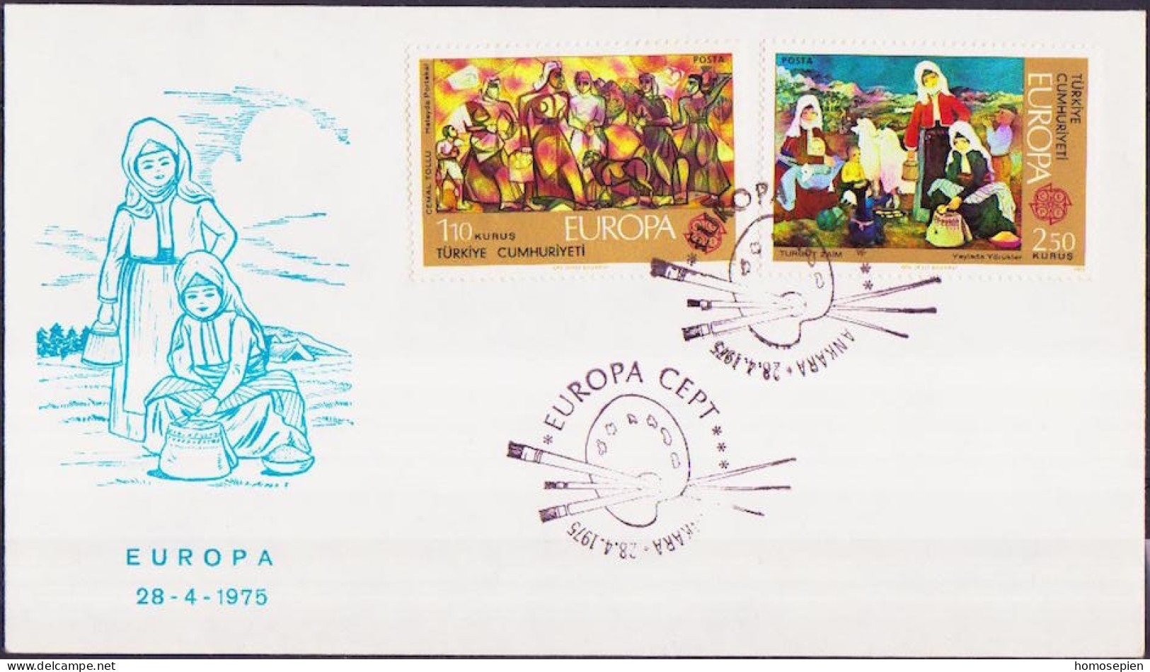 Europa CEPT 1975 Turquie - Türkei - Turkey FDC2 Y&T N°2123 à 2124 - Michel N°2355 à 2356 - 1975