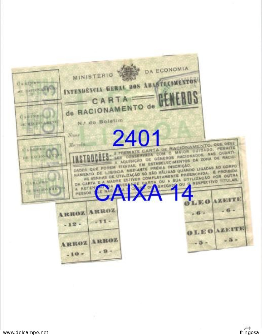 WWII: Carta De Racionamento De Géneros - INTENDÊNCIA GERAL DE ABASTECIMENTOS - Anos 40 - Portogallo