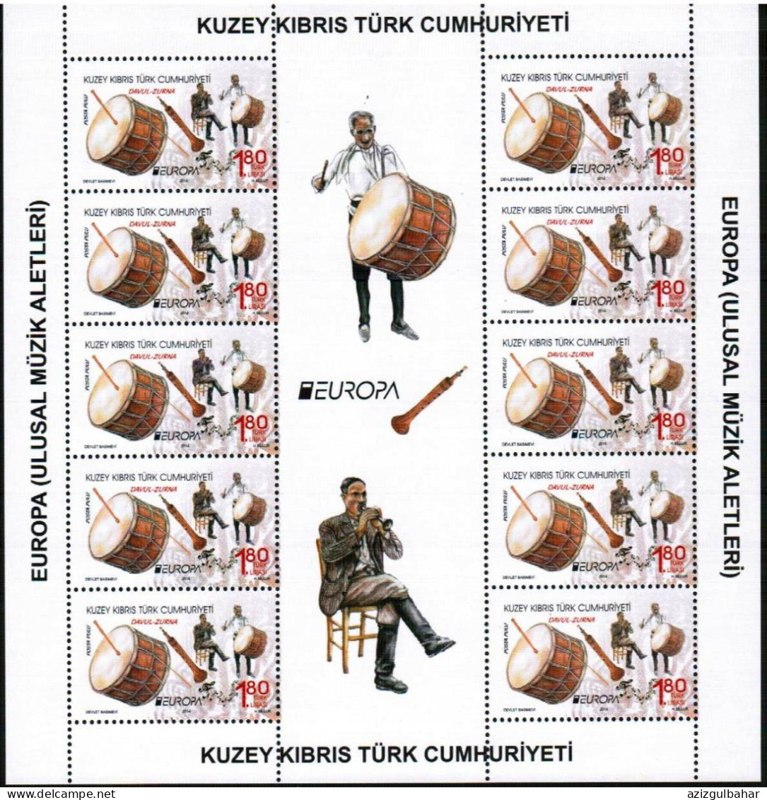 2014 - EUROPA - NATIONAL MUSIC INSTRUMENTS - TURKISH CYPRIOT STAMPS - STAMPS - SHEETS UMM - 2014