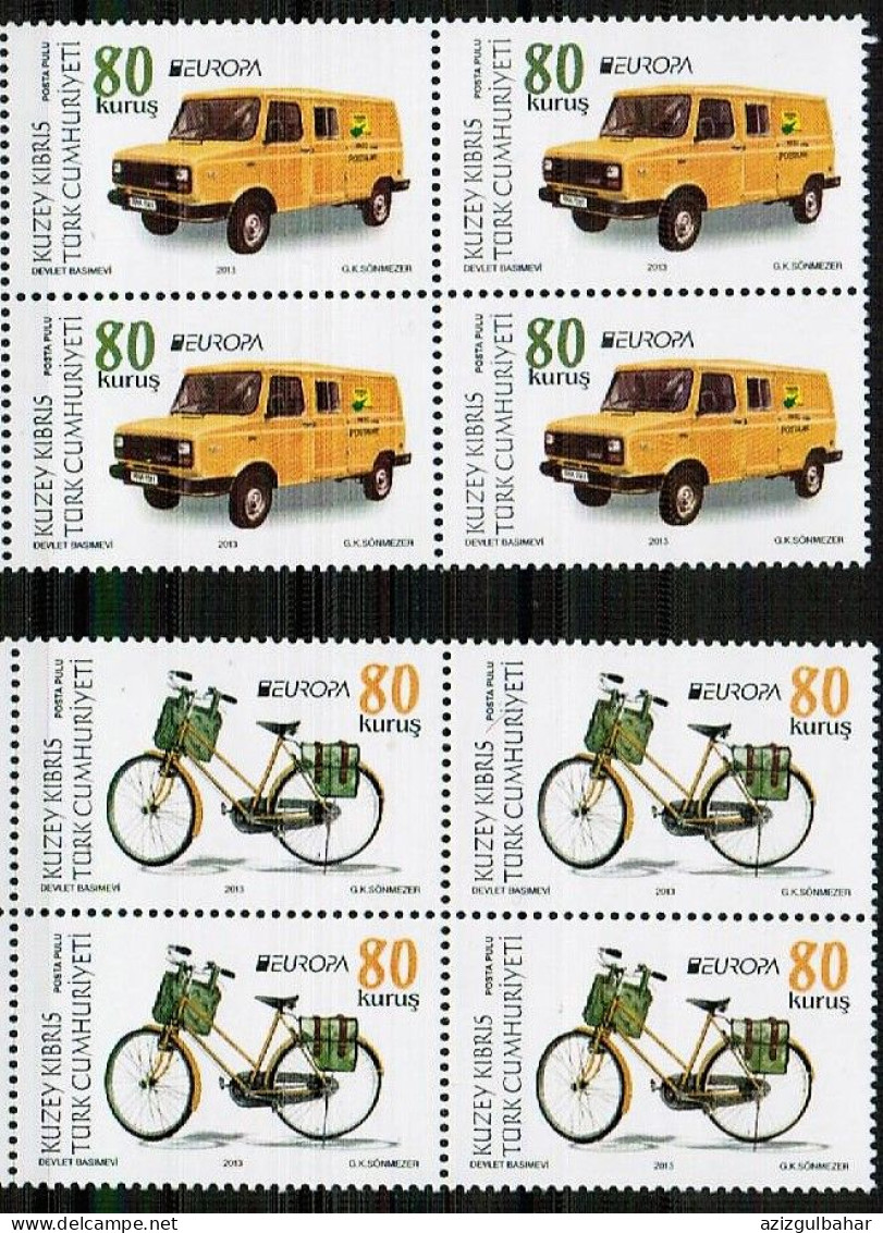 2013 -EUROPA - POSTAL VEHICLES- TURKISH CYPRIOT STAMPS - FROM WHITE BACKGROUND - - 2013