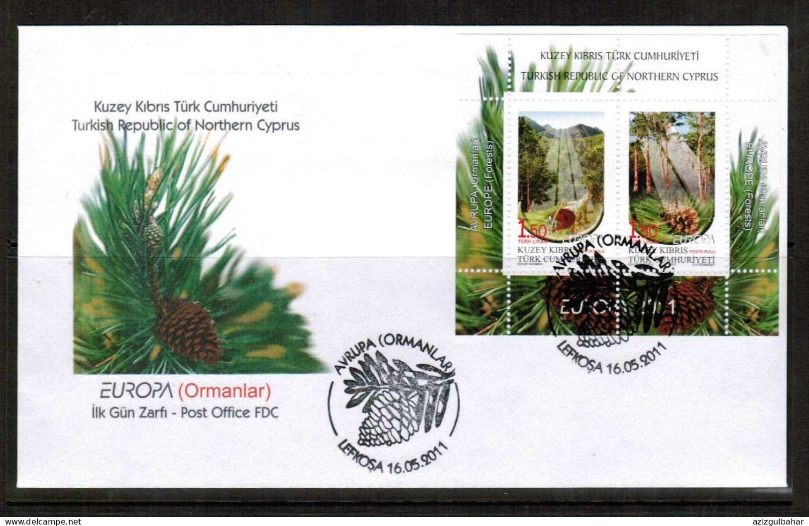 2011 - EUROPA - FOREST TREES  - TURKISH CYPRIOT STAMPS - STAMPS - FDC - 2011