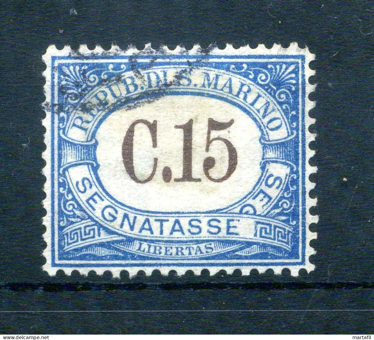 1939 SAN MARINO Segnatasse Tasse Tax N.55 15 Centesimi USATO - Segnatasse