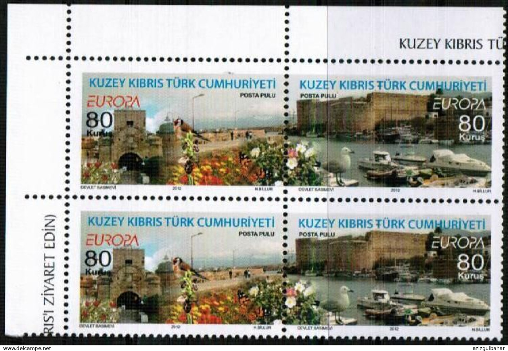 2012 - EUROPA - VISIT NORTH CYPRUS - TURKISH CYPRIOT STAMPS - BLOCK OF 4- UMM - 2012