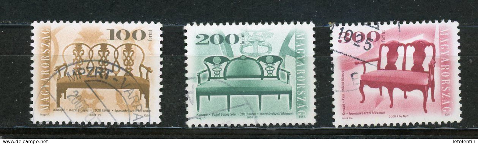 HONGRIE : CHAISES   - N° Yvert 3771+3814C+4126 Obli. - Used Stamps