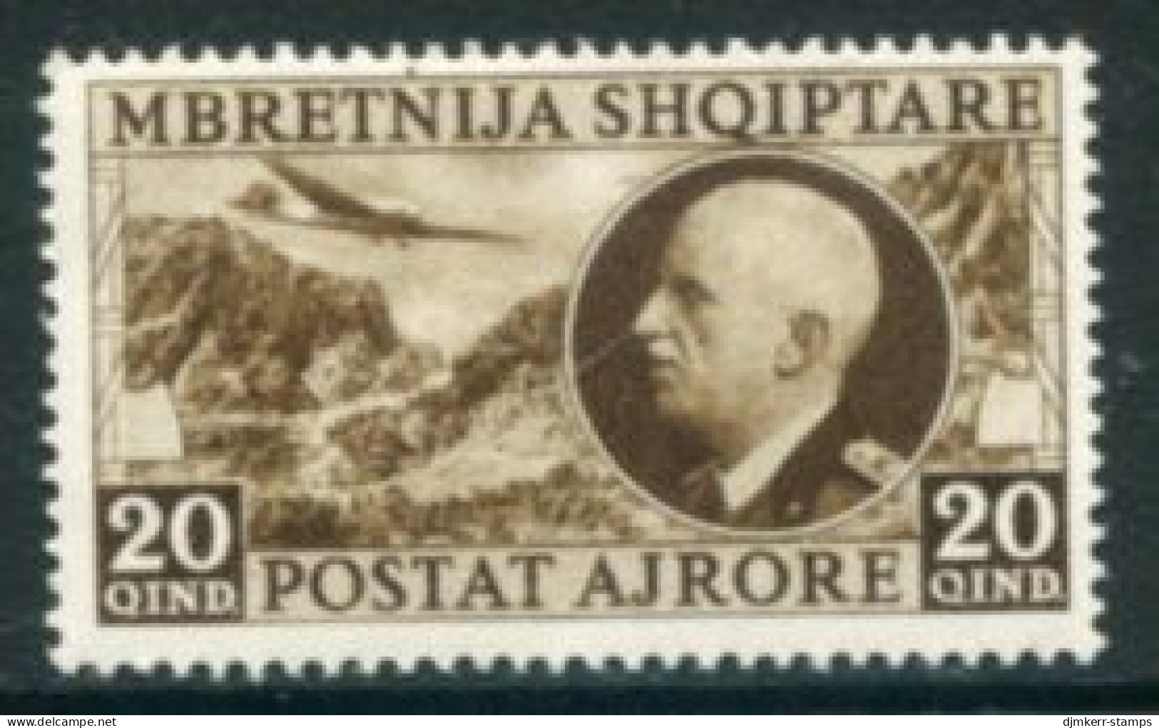 ALBANIA 1939 Airmail Definitive 20q LHM / *.  Michel 312 - Albanie