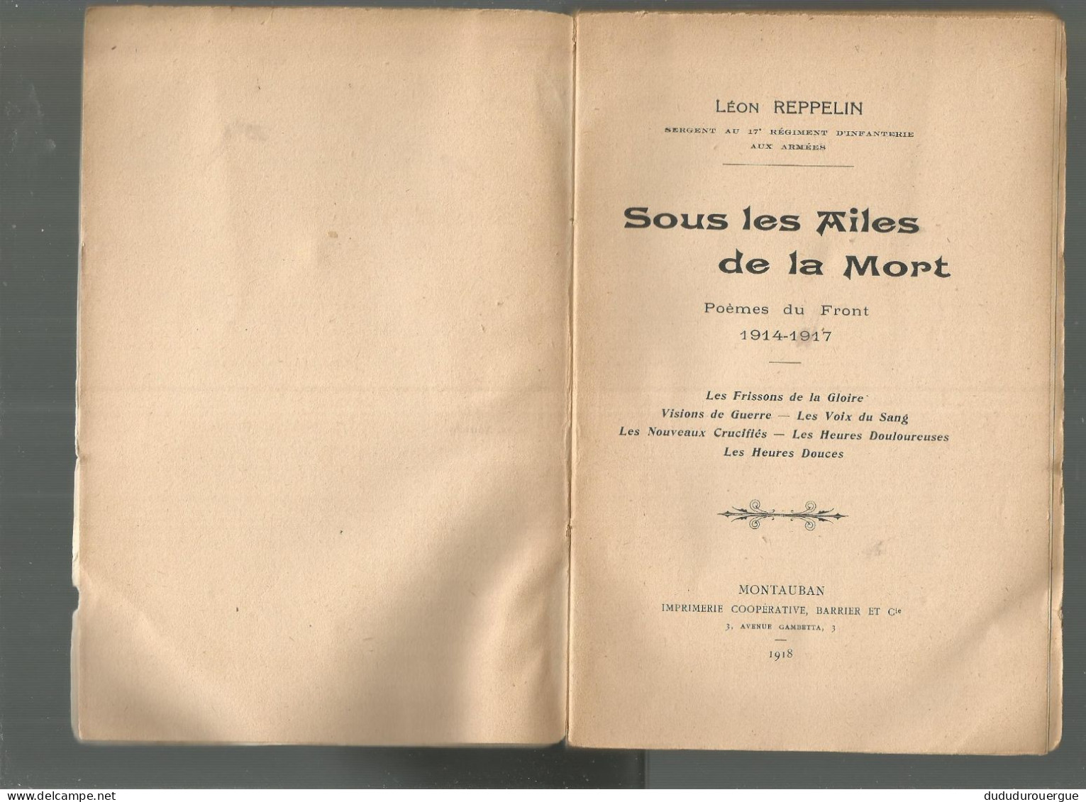 SOUS LES AILES DE LA MORT DE LEON REPPELIN , EDITION DES CHANTS TRICOLORES A LA REOLE EN GIRONDE - French Authors