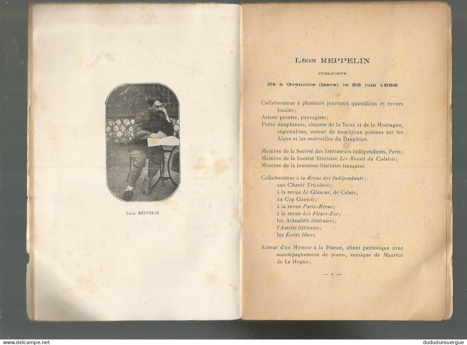 SOUS LES AILES DE LA MORT DE LEON REPPELIN , EDITION DES CHANTS TRICOLORES A LA REOLE EN GIRONDE - Autores Franceses