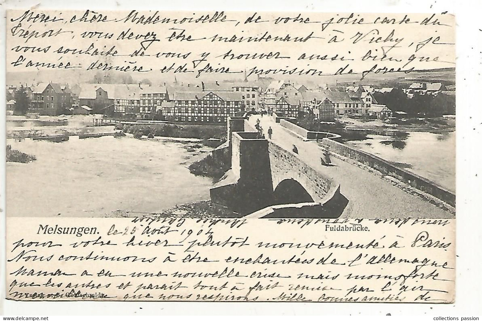 Cp, Allemagne, MELSUNGEN, Fuldabrücke, Dos Simple, Voyagée 1904 - Melsungen