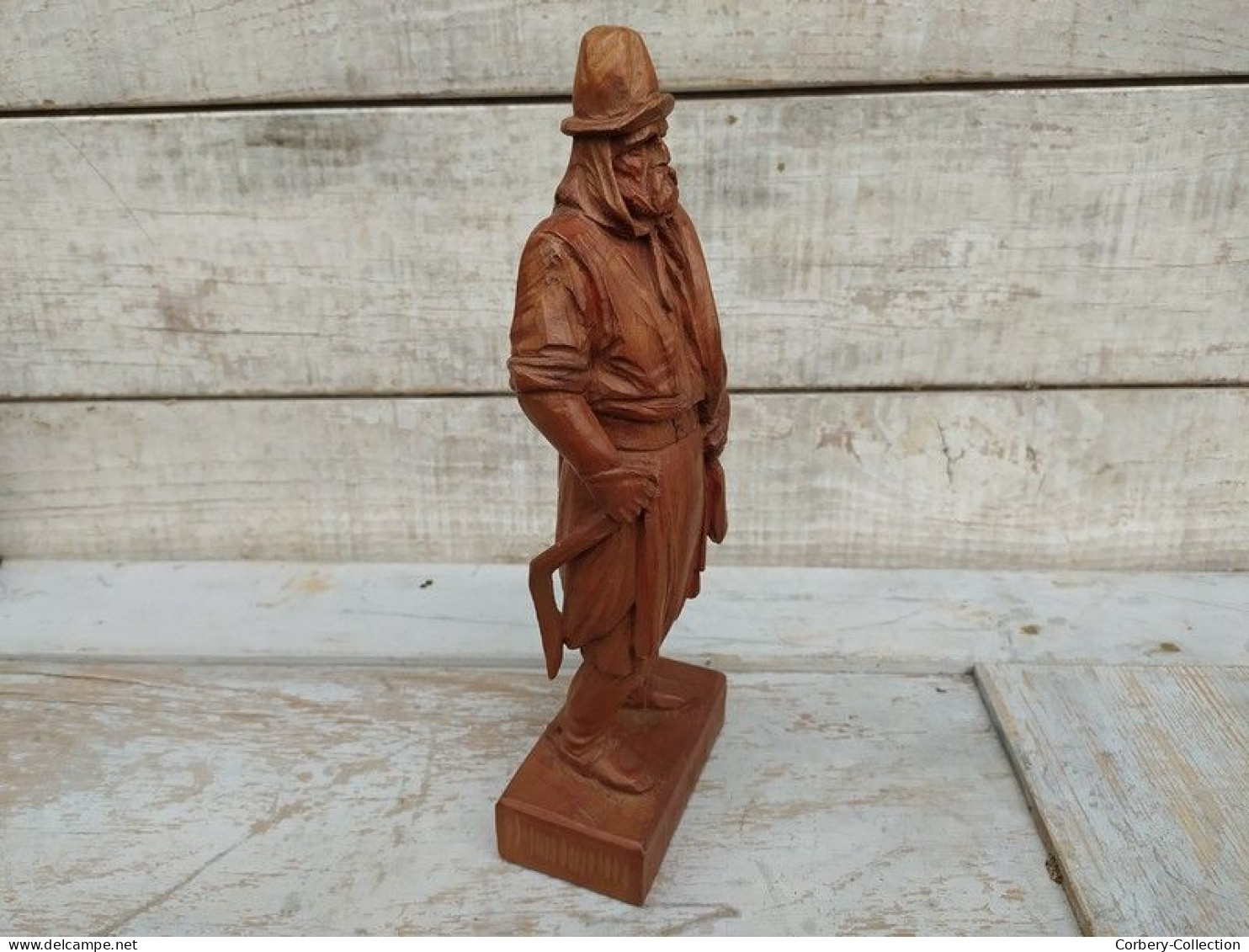 Statue Bois Sculpté Gaucho Argentin Sculpture Hector Garbati Argentine / Art Populaire.