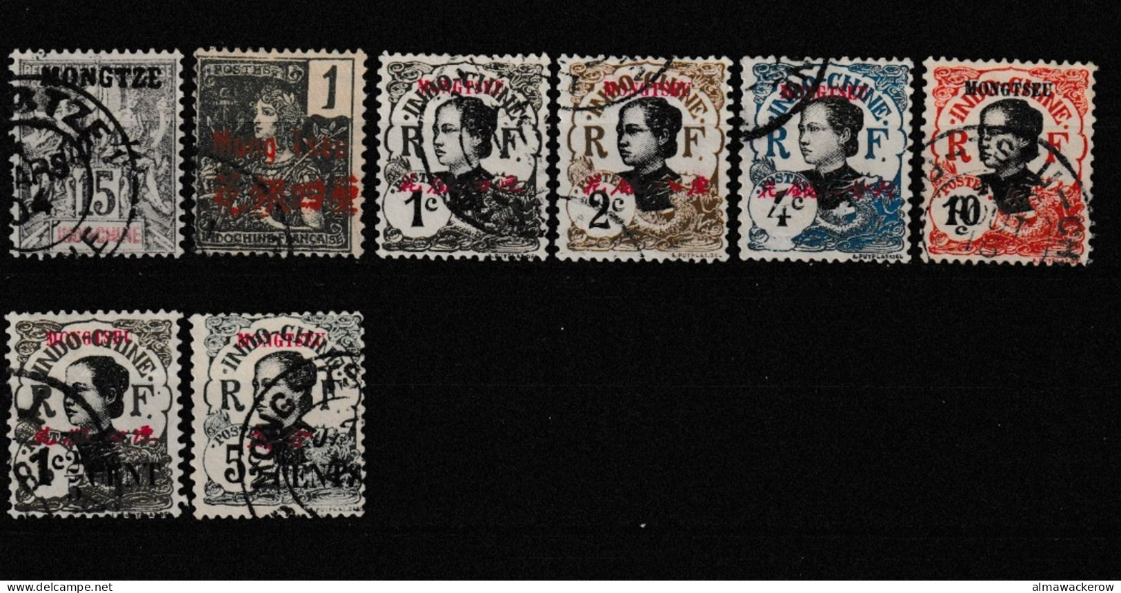 Mong-Tzeu 1903-1919 Lot Incluant Yv 6, 17, 34A-36, 38, 51, 54 Oblitérés O - Usados