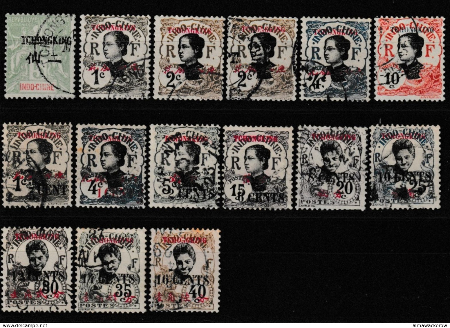 Tch'ong-K'ing 1903-1919 Lot Incluant Yv 35, 65-67, 69, 82, 84, 85, 87, 89-92 Oblitérés O - Used Stamps