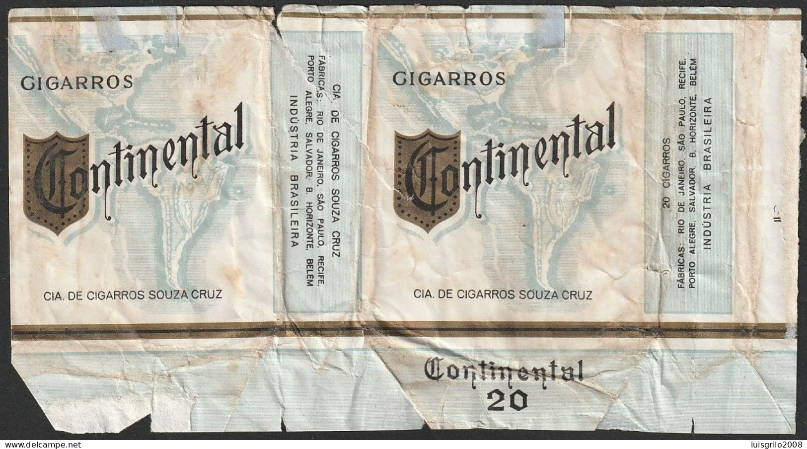 Brasil, Old Cigarrette Pack - Cigarros CONTINENTAL -|- Cia. De Cigarros Souza Cruz - Industria Brasileira - Tabaksdozen (leeg)