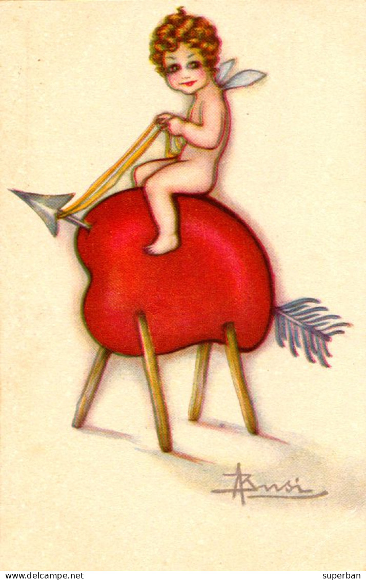 PUTTO / CUPIDON / ANGELOT / BAMBINO / BÉBÉ / BABY BOY -ILLUSTRATION SIGNÉE / ARTIST SIGNED : BUSI ~ 1920 (am127) - Busi, Adolfo