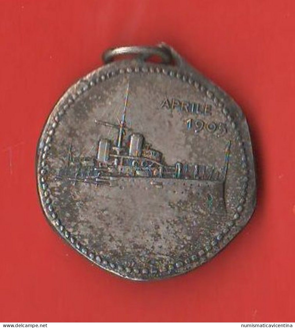 Medaglia Regia Marina Militare Incrociatore Francesco Ferrucci X Varo Del 1905 Silver Metal - Italia