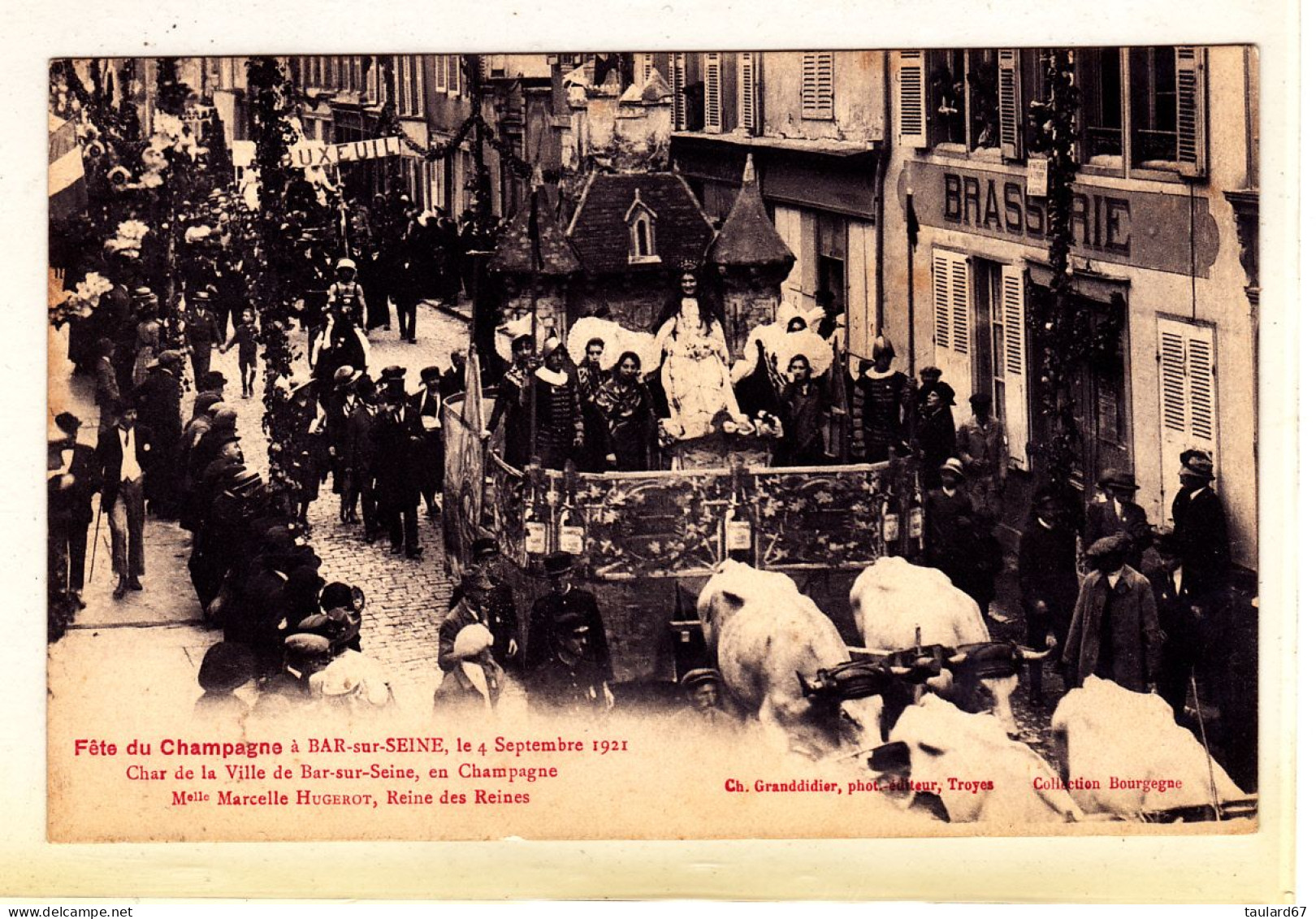 Bar Sur Seine La Fête Du Champagne Le 4 Septembre 1921 Char De La Ville De Bar Sur Seine - Bar-sur-Seine