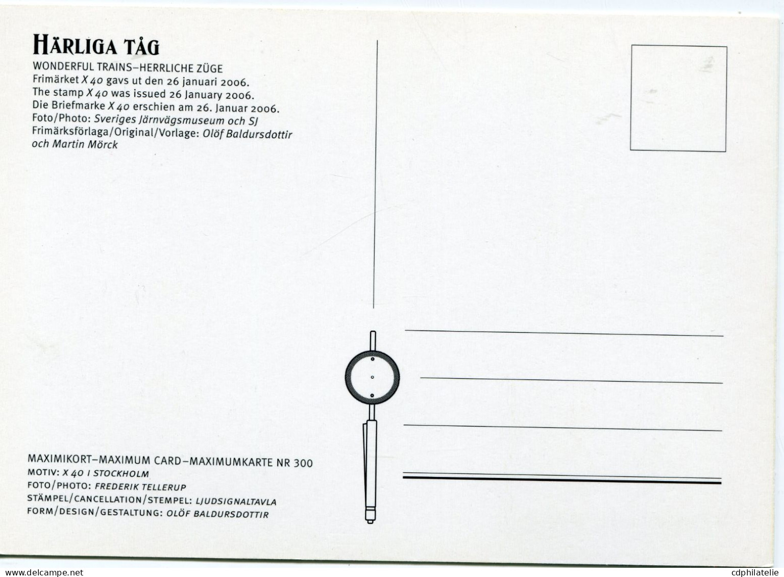 SUEDE CARTE MAXIMUM DU N°2492 150 ANS DES CHEMINS DE FER EN SUEDE AVEC OBL STOCKHOLM 2006-01-26 - Maximum Cards & Covers