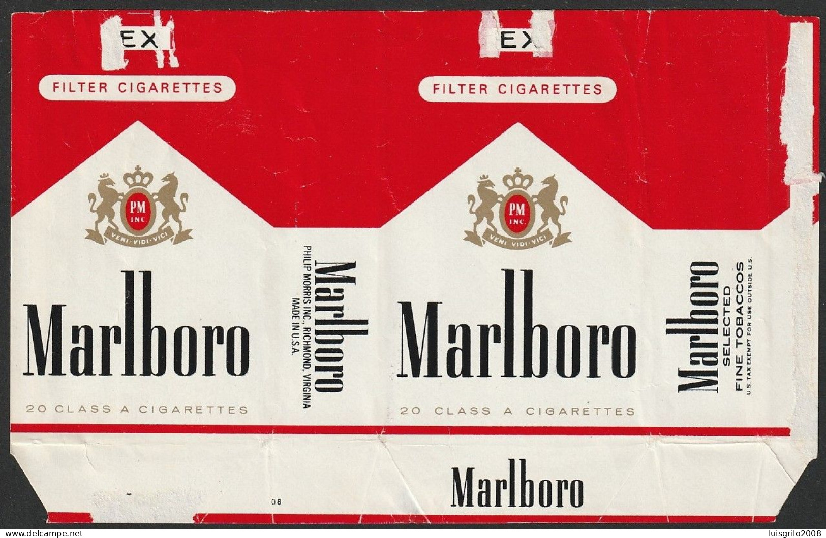 U.S.A., Old Cigarrette Pack - MARLBORO -|- Philip Morris, U.S.A. - Tabaksdozen (leeg)