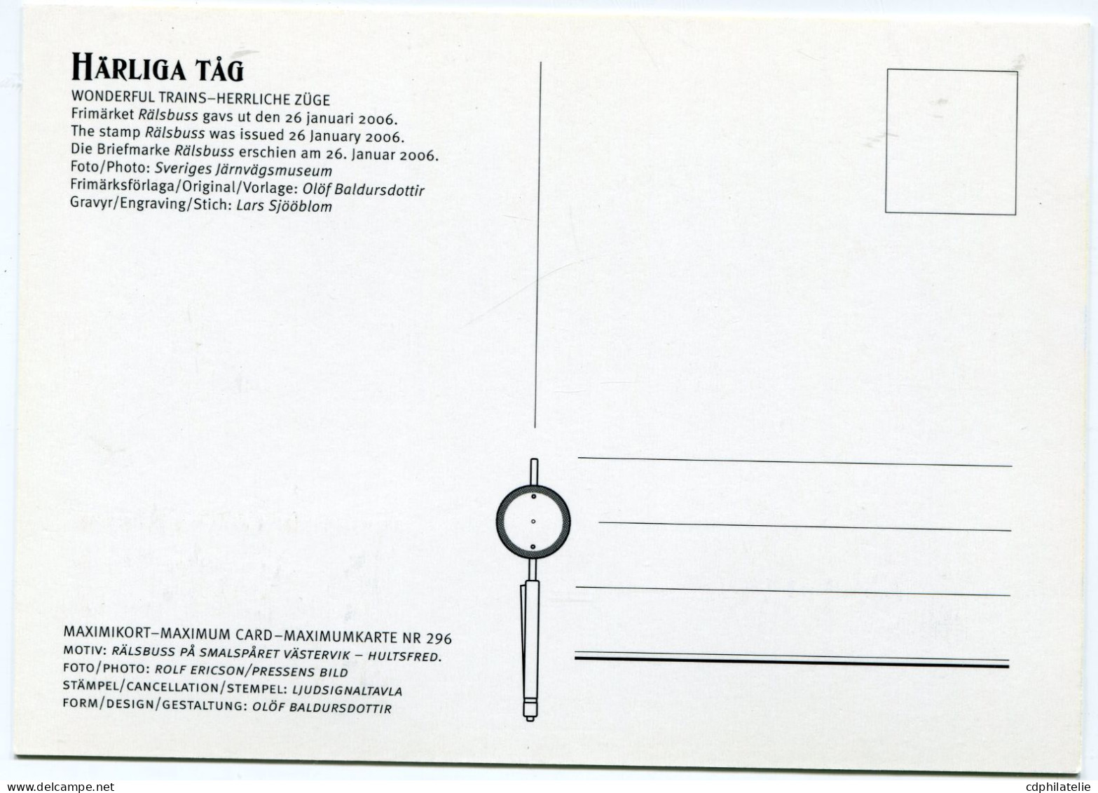 SUEDE CARTE MAXIMUM DU N°2494 AUTORAIL AVEC OBL STOCKHOLM 2006-01-26 - Maximum Cards & Covers