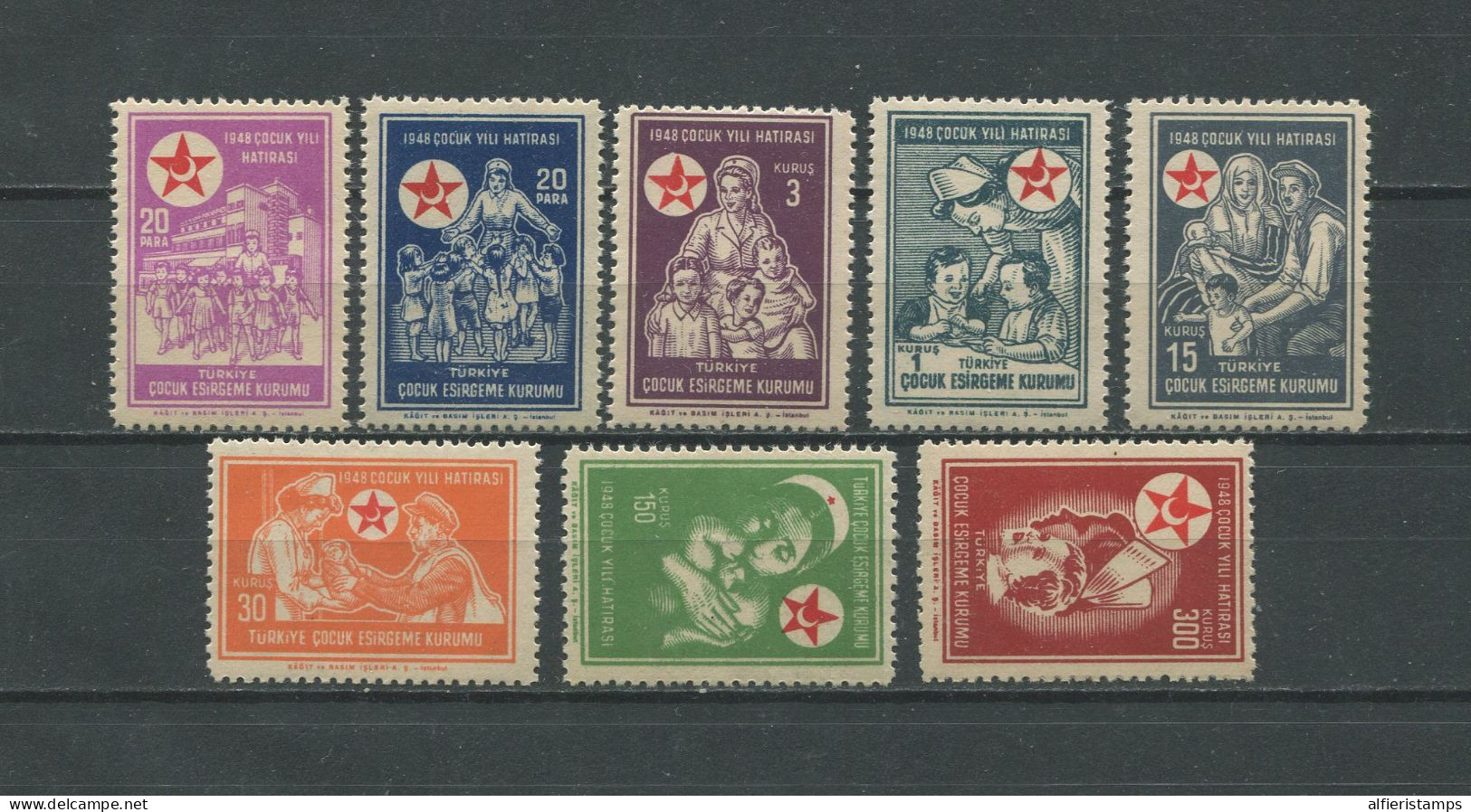 1948 - TURCHIA -  BENEFICENZA - SOGGETTI VARI - CPL. SET - 8 VAL. - M.N.H. - LUXE !! - Ongebruikt