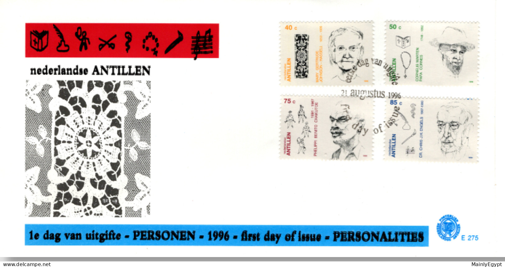 NETHERLANDS ANTILLES: 1996 - FDCs - Personallities (E275) - Curaçao, Nederlandse Antillen, Aruba