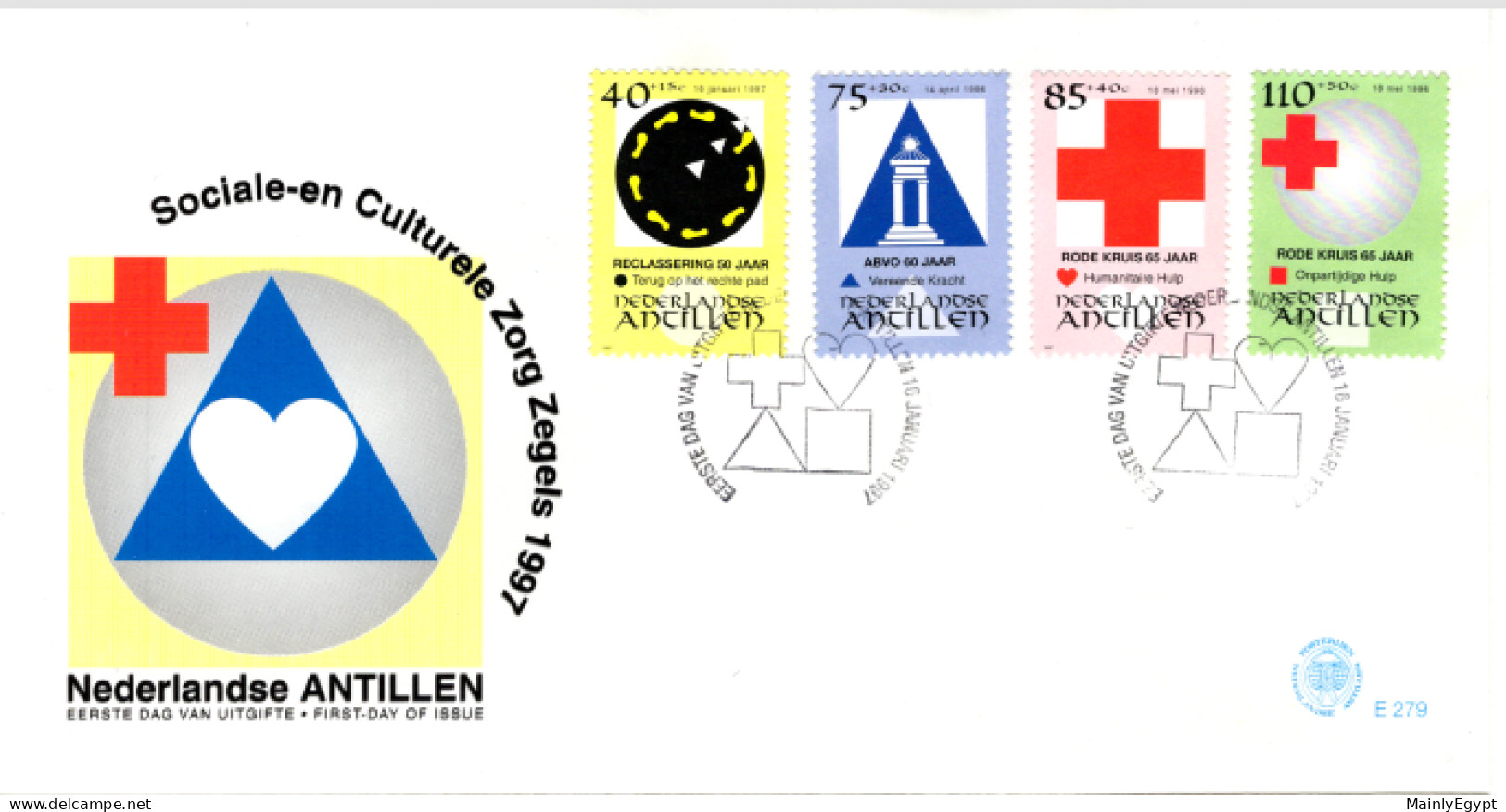 NETHERLANDS ANTILLES: 1996 - FDC - Social And Cultural Cares, Red Cross  (E279) - Curaçao, Nederlandse Antillen, Aruba