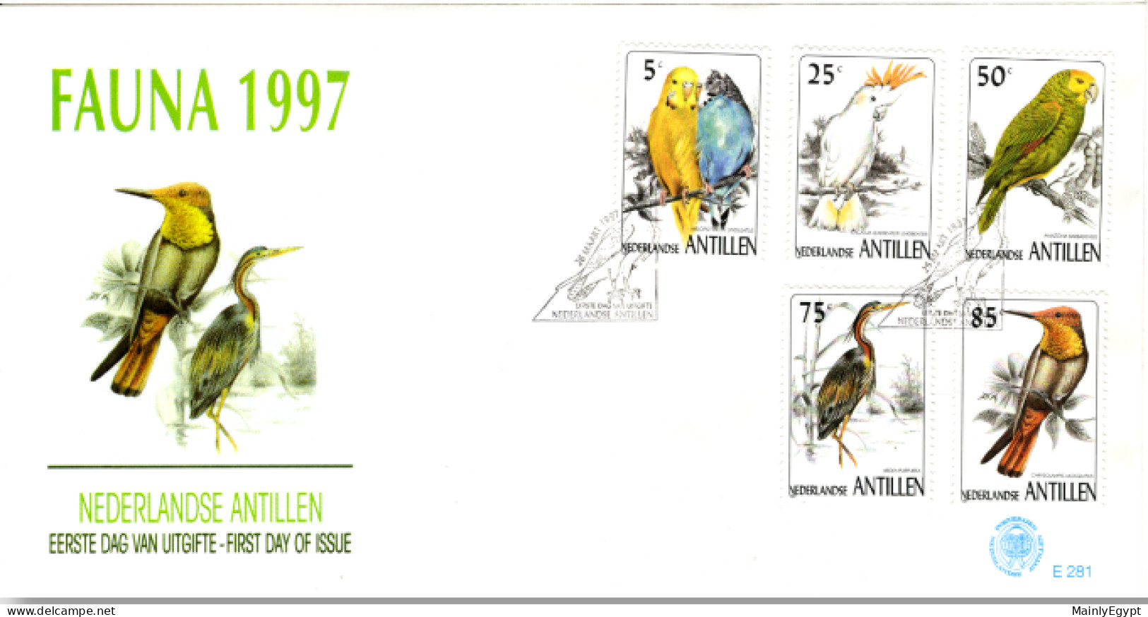 NETHERLANDS ANTILLES: 1997 -2  FDCs - Birds  (E281-282) - Curaçao, Nederlandse Antillen, Aruba