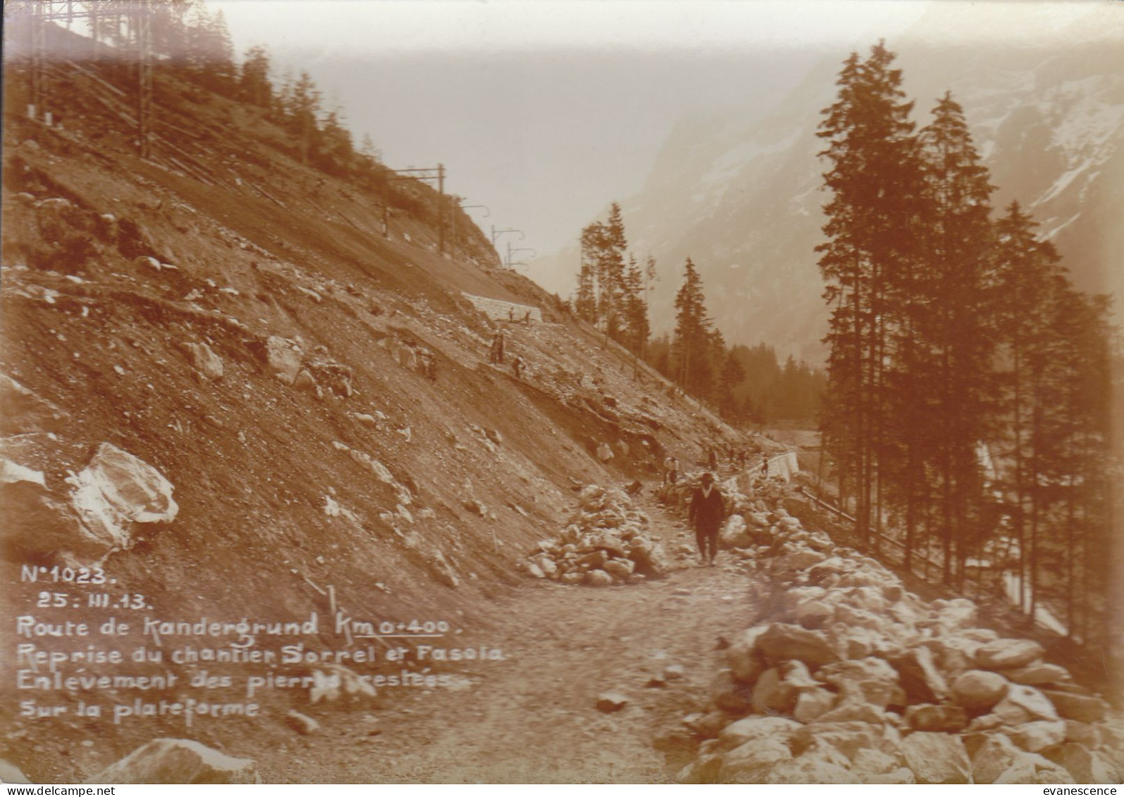 CONSTRUCTION DE LA LIGNE DU  LOTSCHBERG : Route De Kandergrund    //  Aout 23 // D3 - Kandergrund