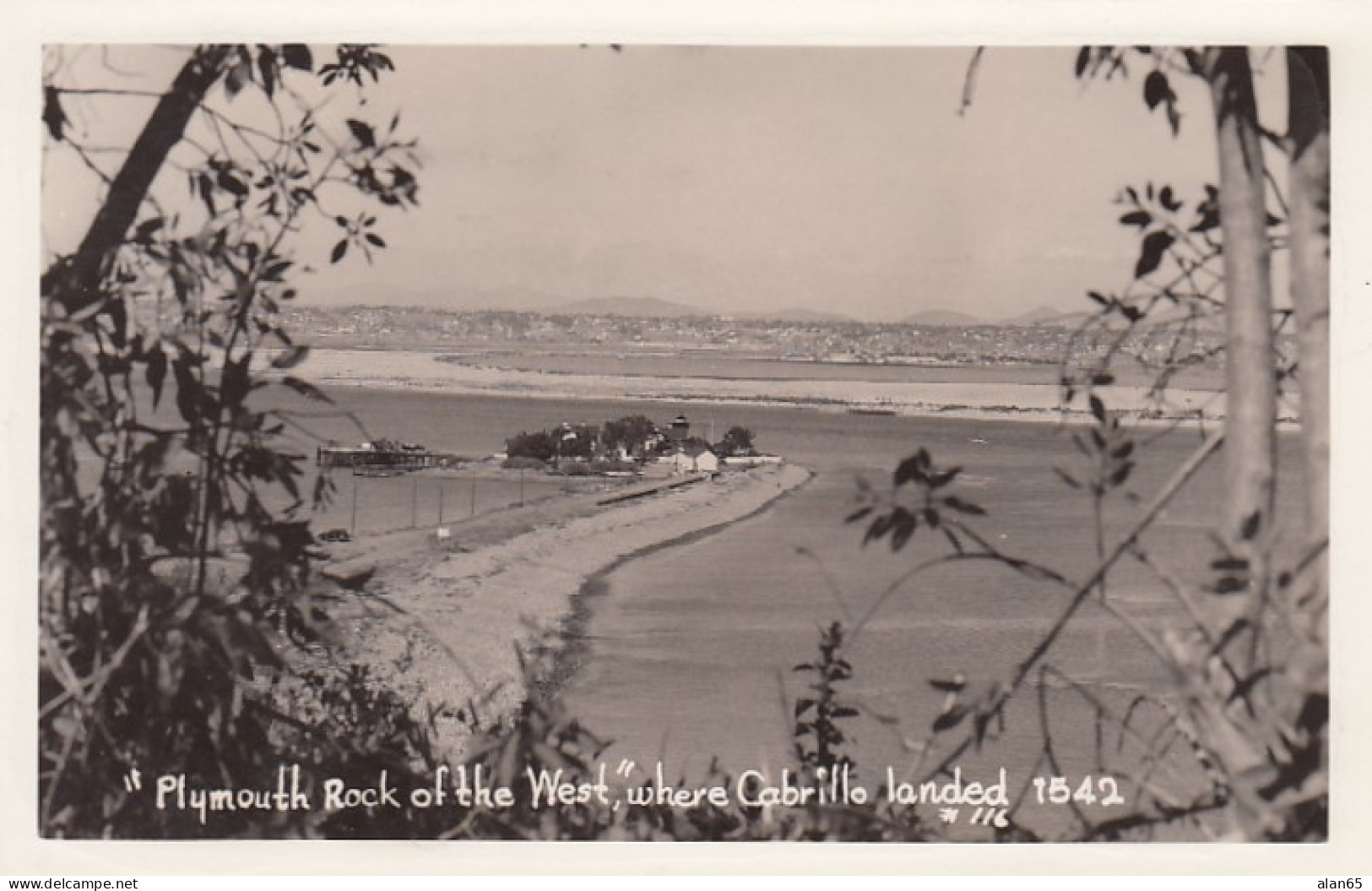 San Diego California, 'Plymouth Rock Of The West' Where Cabrillo Landed, C1940s Vintage Real Photo Postcard - San Diego