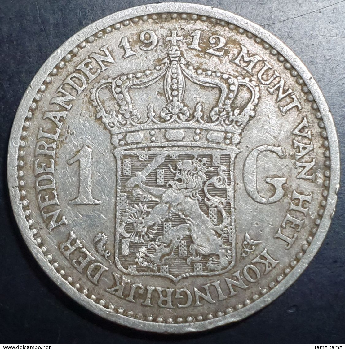 Netherlands 1 Gulden Wilhelmina Crown 1912 VF Sharp Detail - 1 Gulden