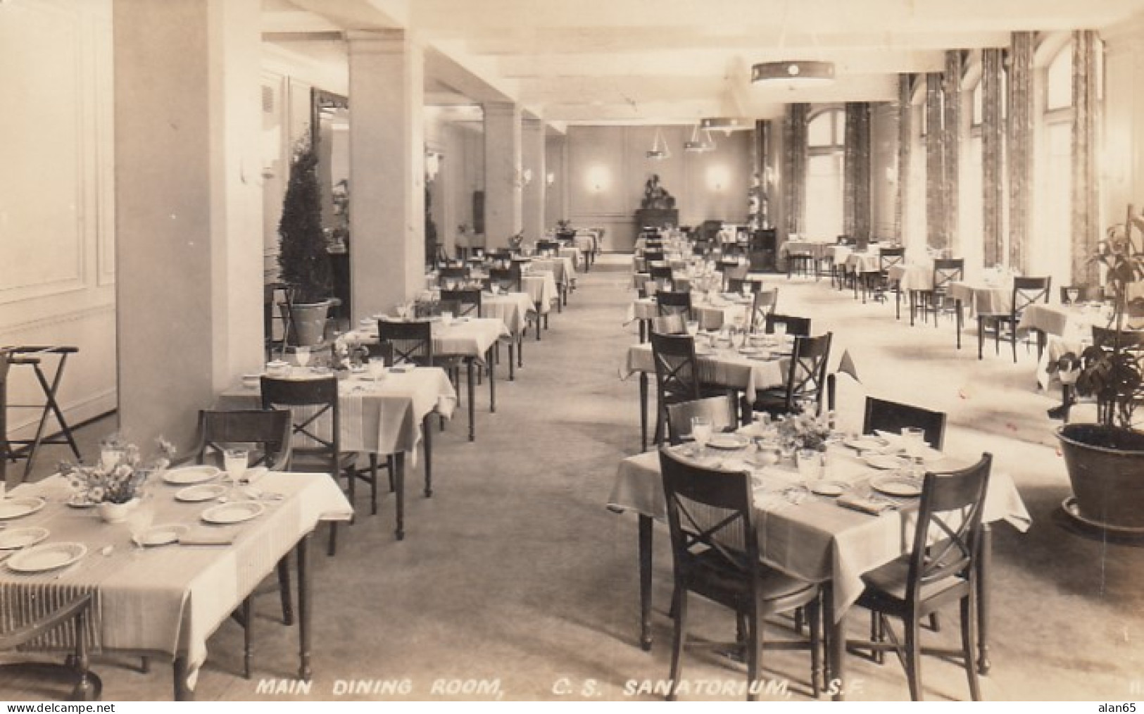 San Francisco California, Christian Science Sanatorium, Main Dining Room, C1930s/50s Vintage Real Photo Postcard - San Francisco