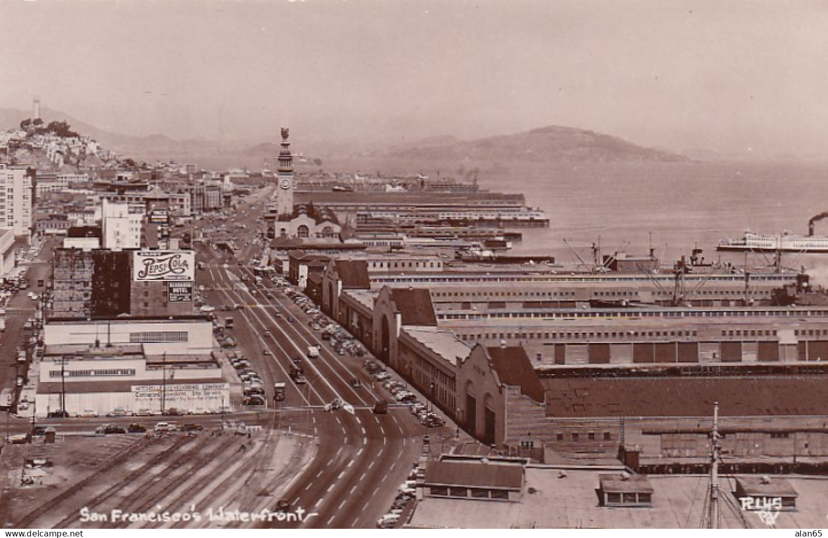 San Francisco California, Panoramic View Of Waterfront, C1940s/50s Vintage Real Photo Postcard - San Francisco