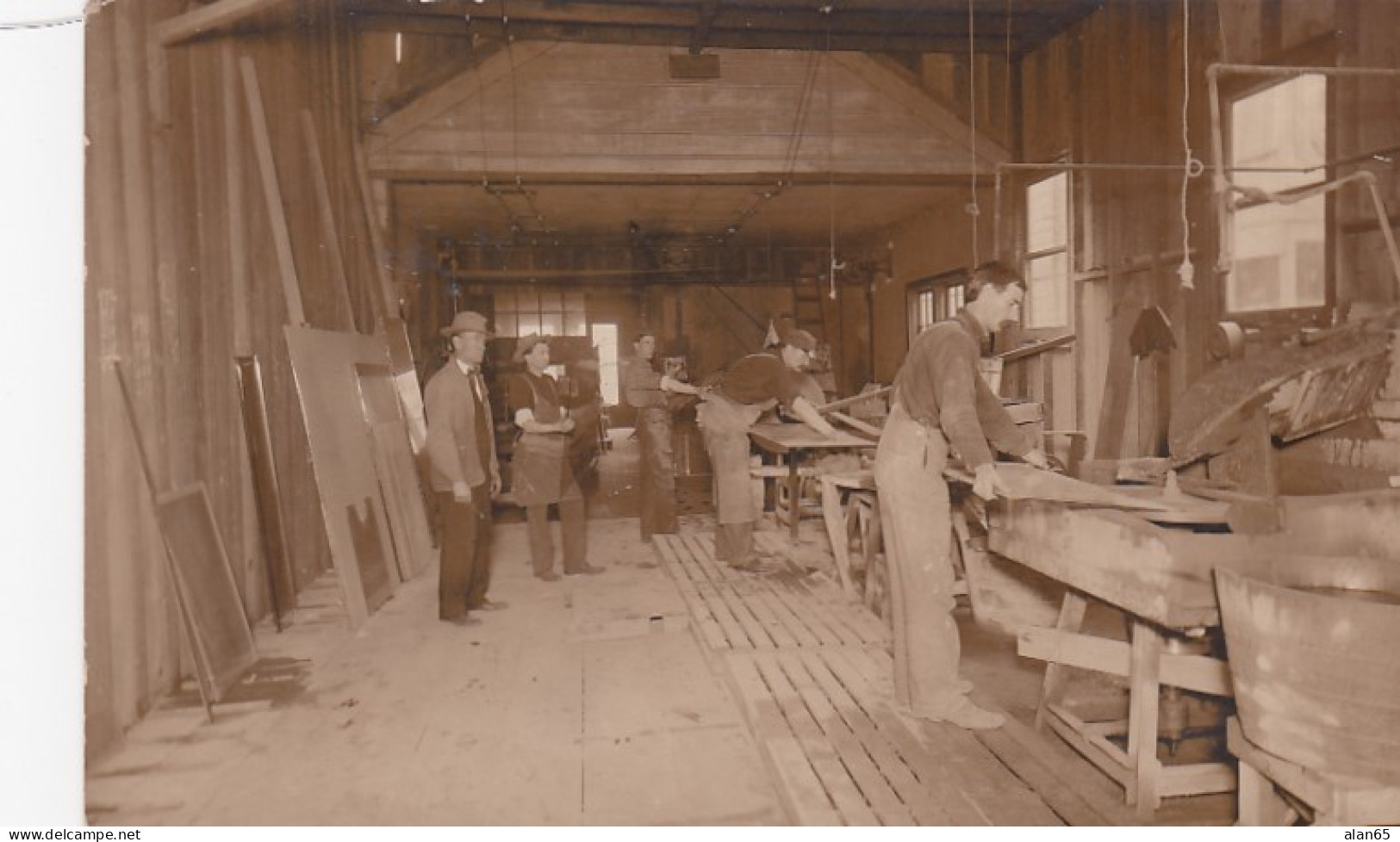 Oakland California, Glass Factory Interior View, Men Working C1900s/10s Vintage Real Photo Postcard - Oakland