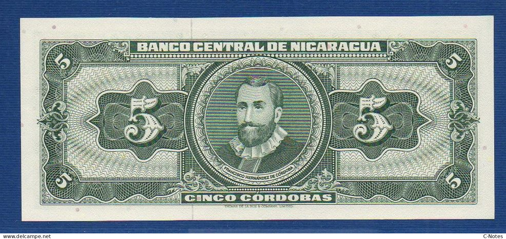 NICARAGUA - P.116 – 5 Córdobas 1968 UNC, S/n B 00000290 Very LOW Serial Number - Nicaragua