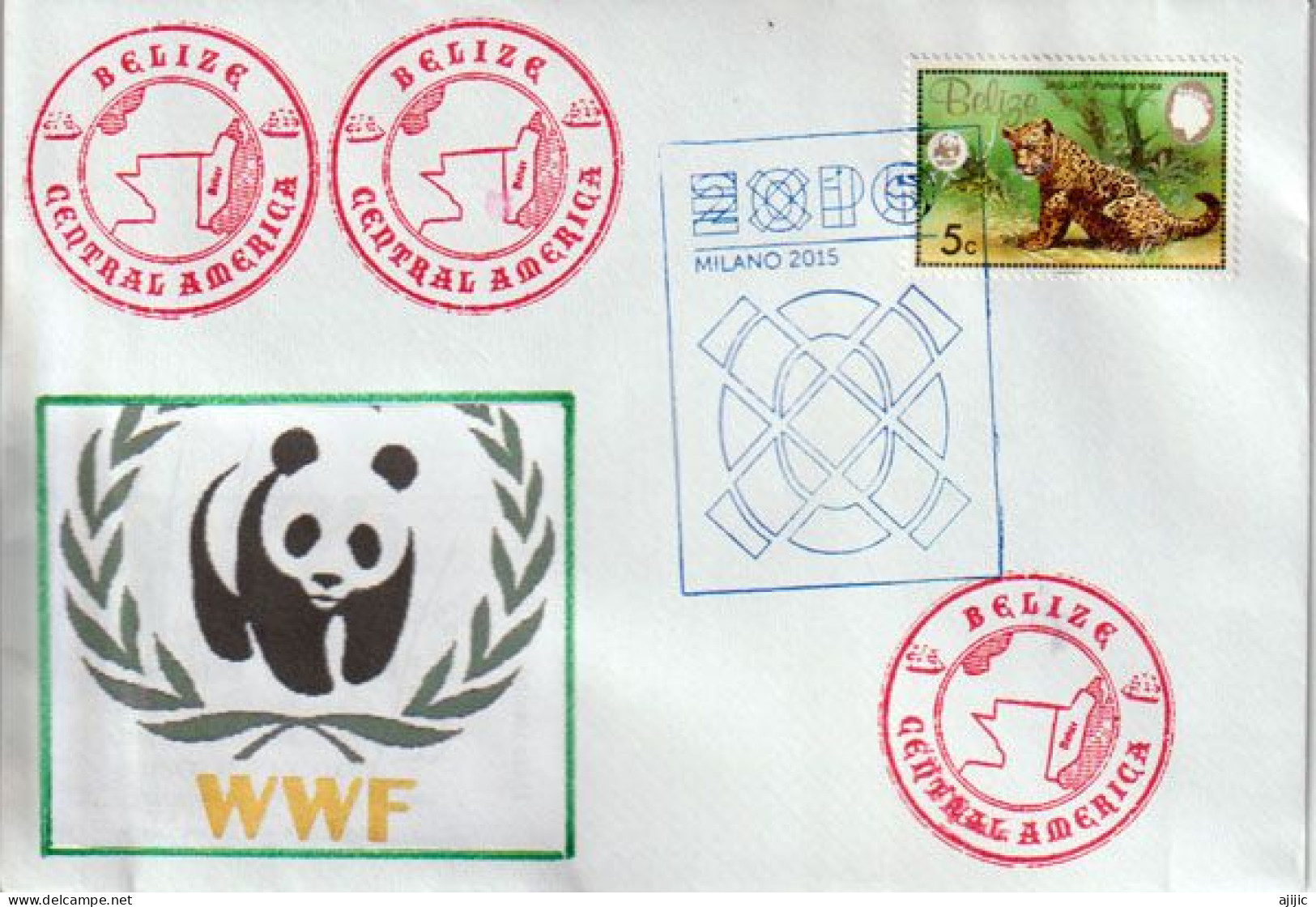 Le Jaguar (espèce Menacée):International Union For Conservation Of Nature, Lettre Du Pavillon BELIZE à EXPO UNIVERSELLE - 2015 – Mailand (Italien)