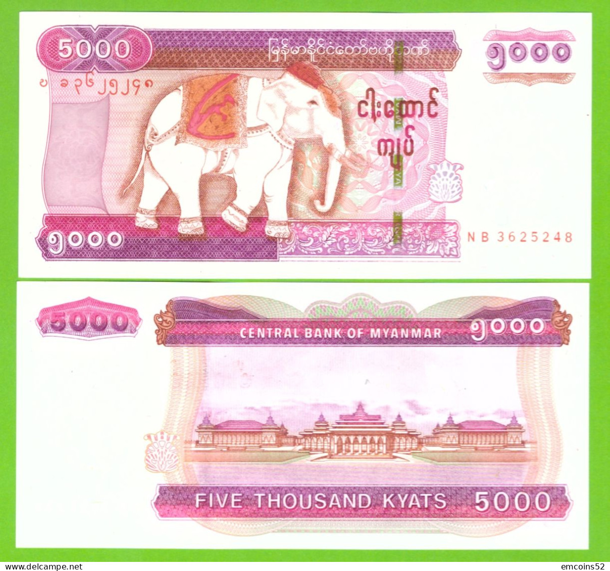 MYANMAR 5000 KYATS ND 2014 P-83 UNC - Myanmar