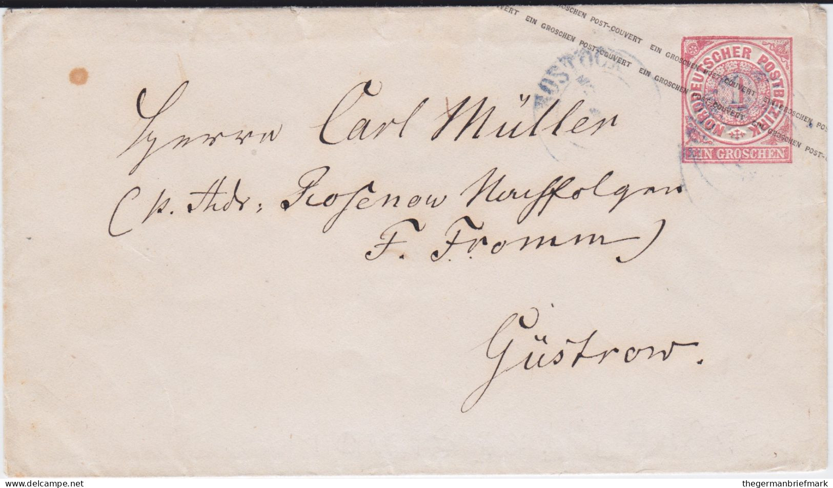 Mecklenburg Schwerin Nv K2 Rostock Ganzsache NDP U 1 N Güstrow Ca 1868 - Postal  Stationery