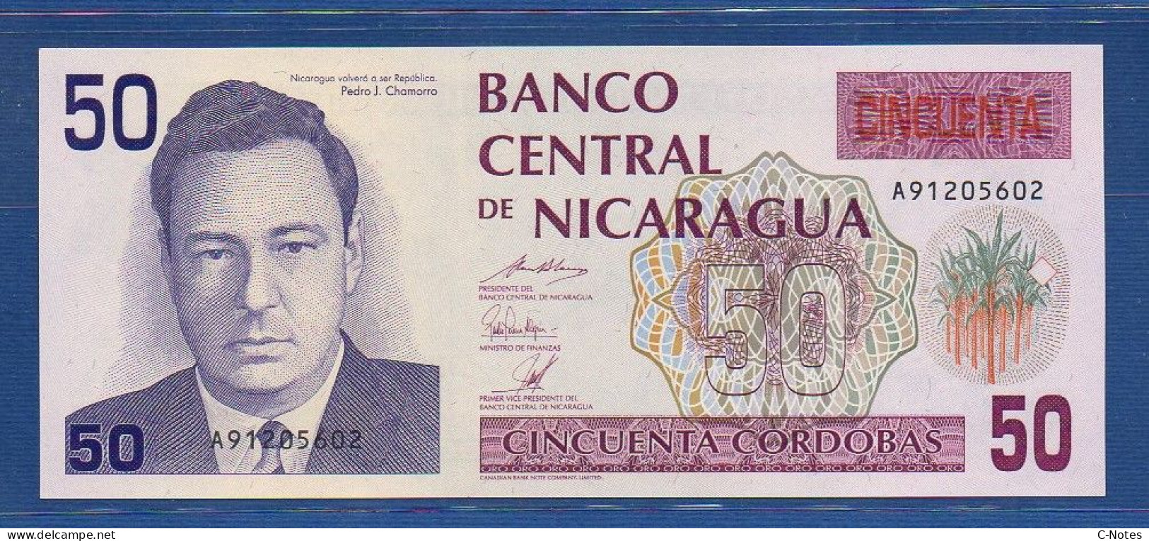 NICARAGUA - P.177a2 – 50 Córdobas 1991 UNC, S/n A91205602 - Nicaragua