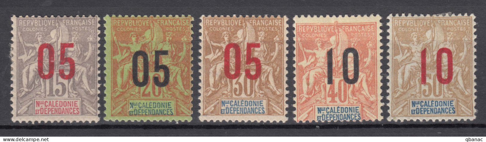 New Caledonia Nouvelle Caledonie 1912 Yvert#105-109 Mint Hinged - Ungebraucht