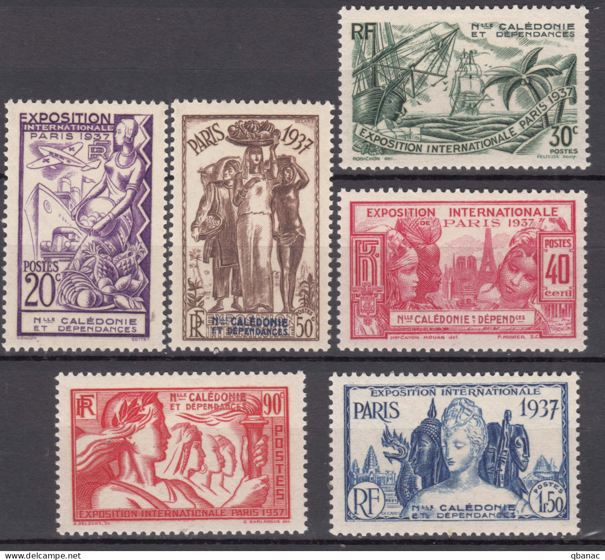 New Caledonia Nouvelle Caledonie 1937 Yvert#166-171 Mint Hinged - Unused Stamps