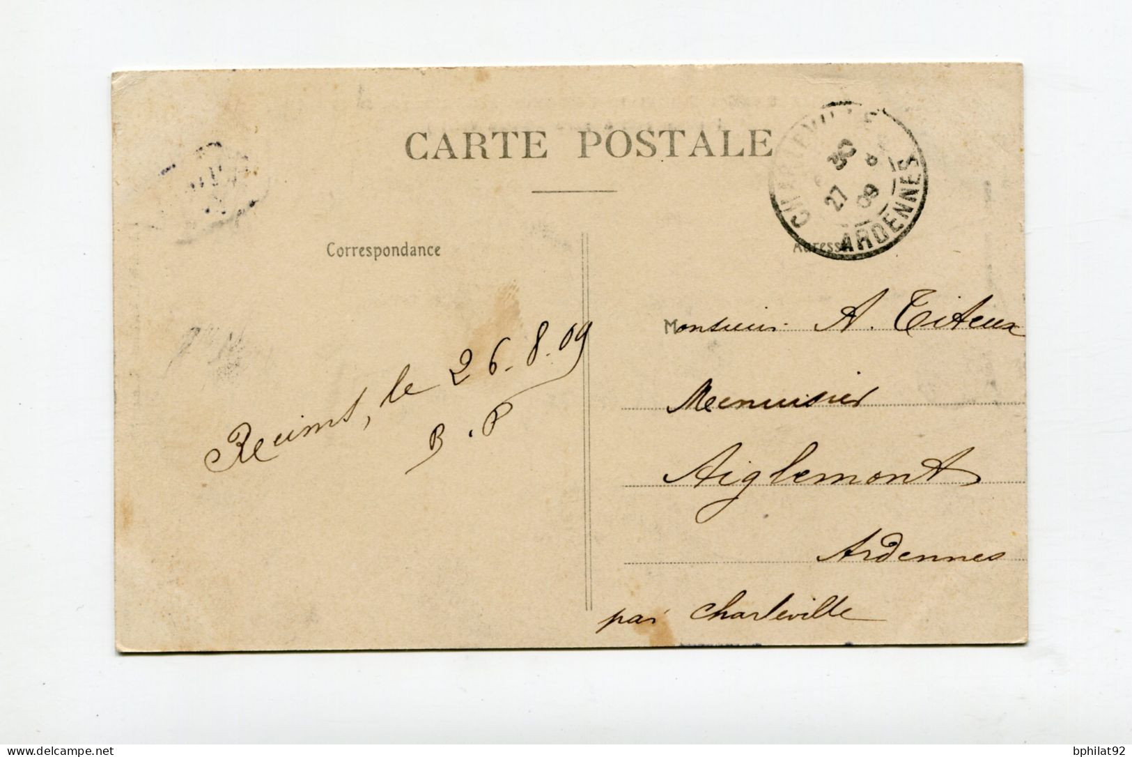 !!! MEETING DE BETHENY DE 1909, CPA DU BIPLAN DE M PAULHAN, CACHET SPECIAL - Luftfahrt