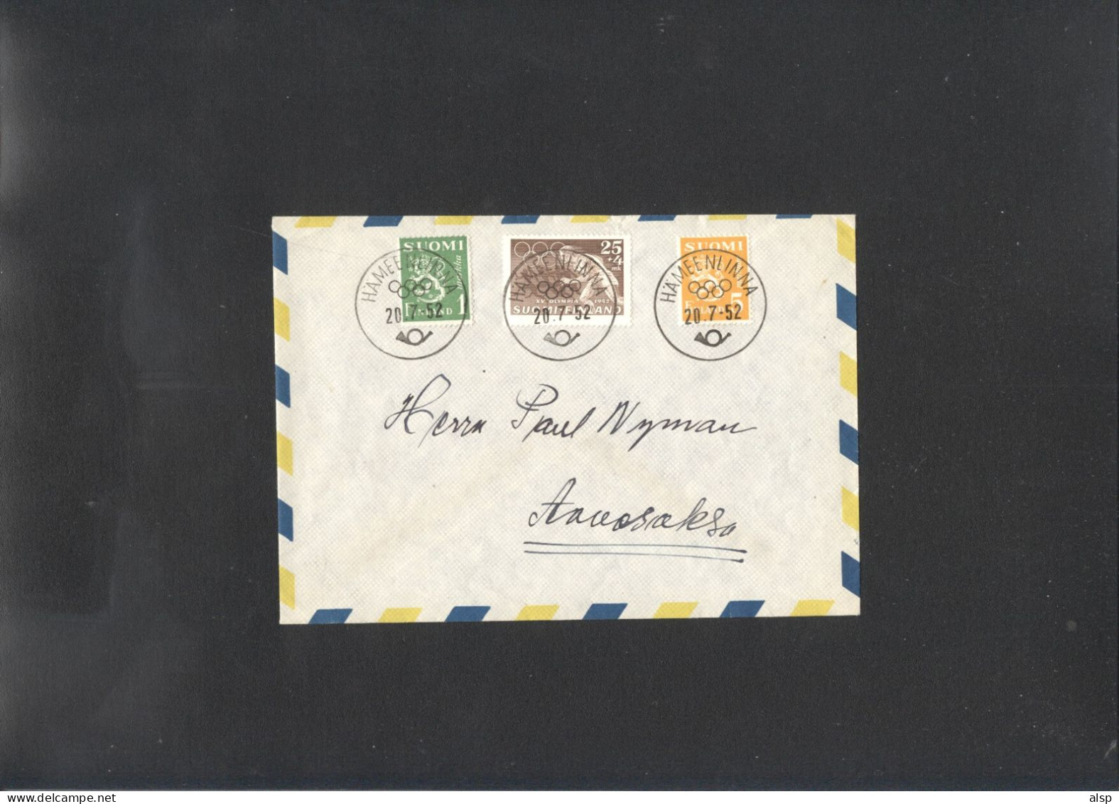 Olympics 1952 Postmark Hamenlinna - Pentatlon Cover If Finland - Verano 1952: Helsinki