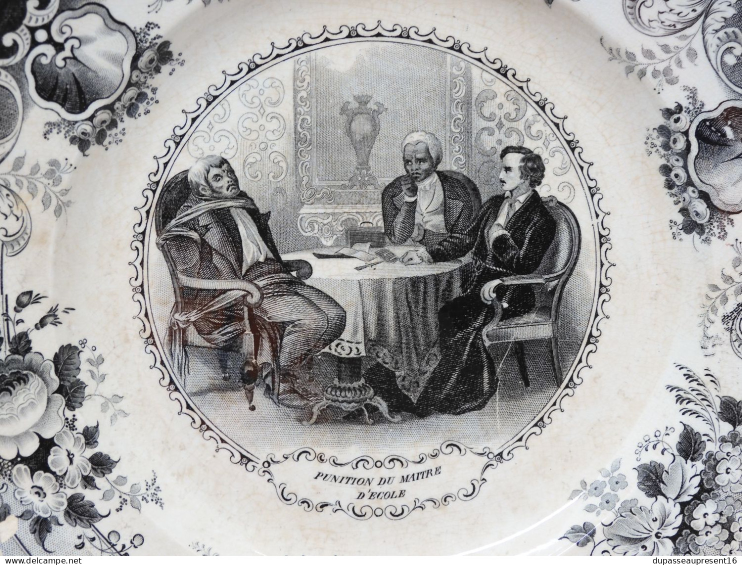 -BELLE ANCIENNE ASSIETTE PORCELAINE OPAQUE CREIL & MONTEREAU LEBOEUF & MILLET   E