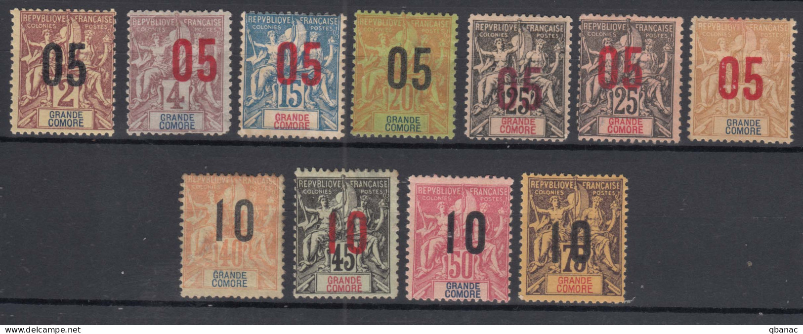 Great Comoro Island, Grande Comore 1912 Yvert#20-29 Mint Hinged - Unused Stamps