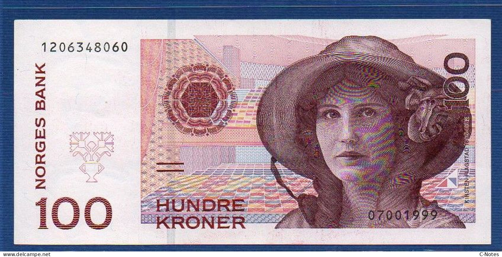 NORWAY - P.47b – 100 Kroner 1999 AUNC-, S/n 1206348060 - Norwegen