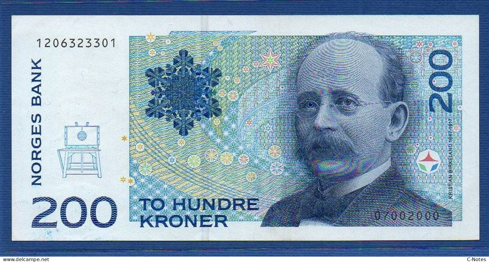 NORWAY - P.48c – 200 Kroner 2000 XF/aUNC, S/n 1206323301 - Norway