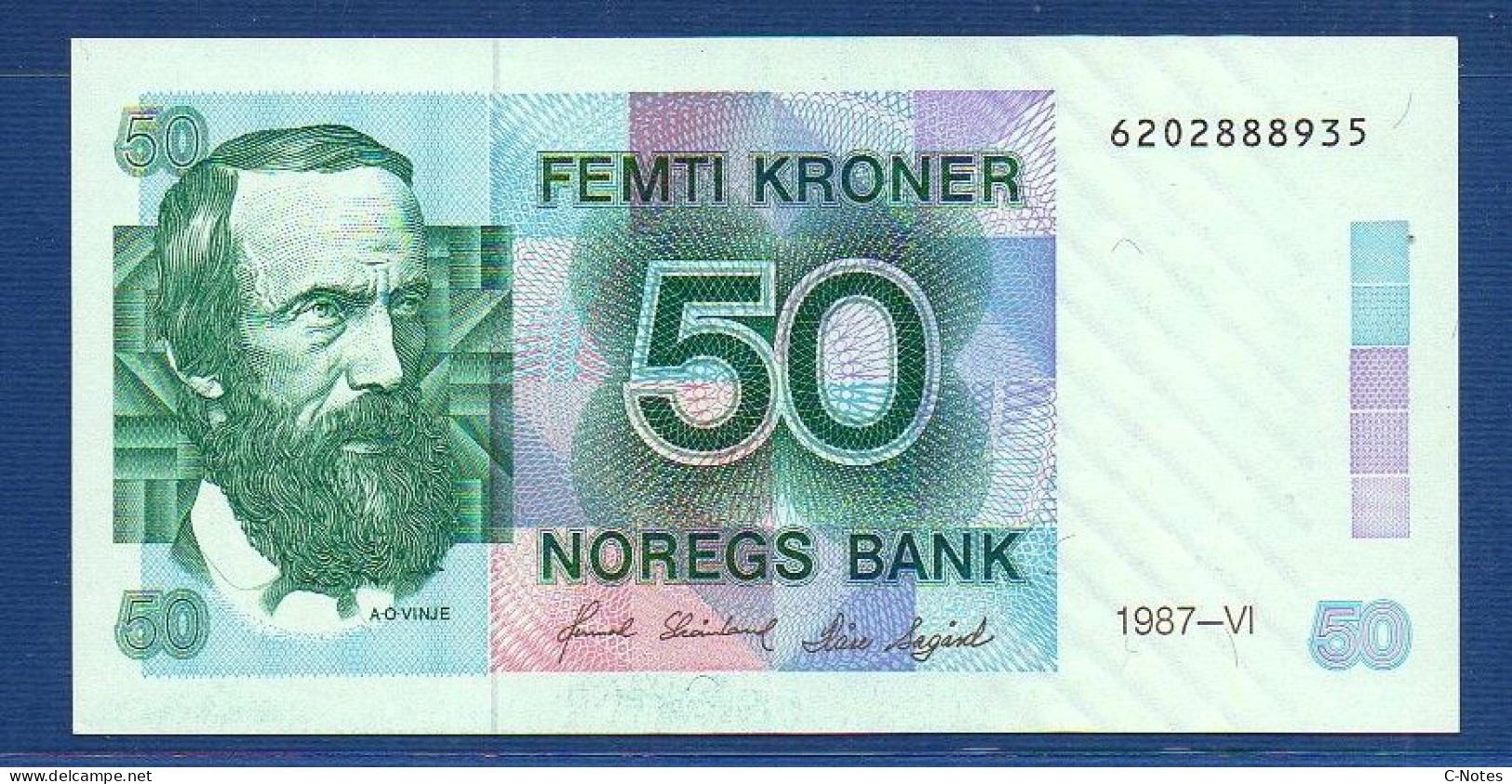 NORWAY - P.42d – 50 Kroner 1987 UNC, S/n 6202888935 - Norway