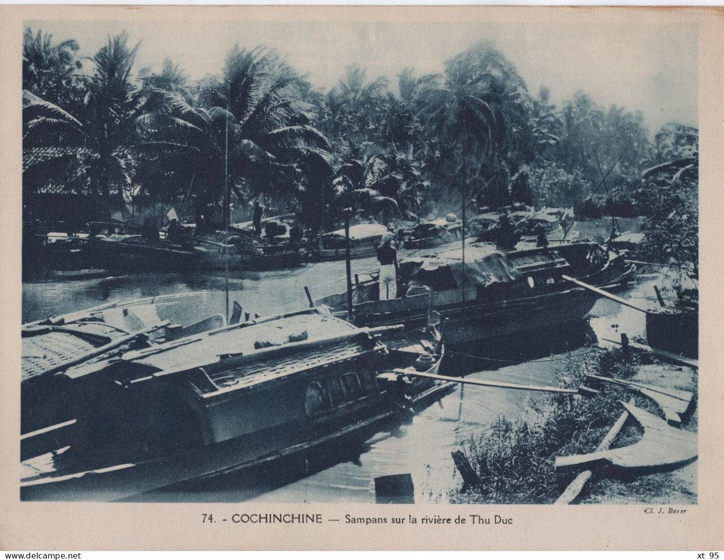 Pour L'Enseignement Vivant (24x18cm) - Les Colonies Francaises - Cochinchine - Sampans Sur La Riviere Thu Duc - Viêt-Nam